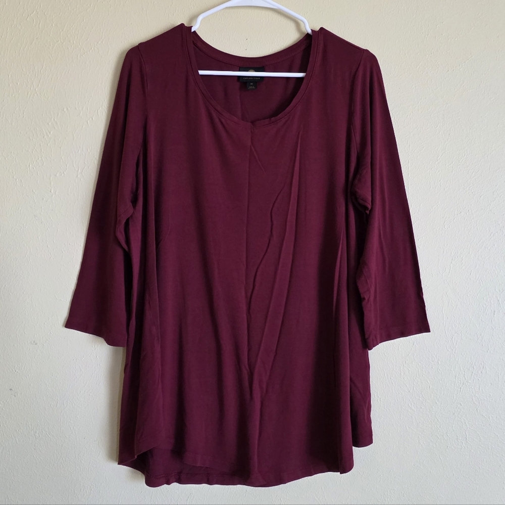 JM Collection ¾ Long Sleeve Tee Shirt Scoop Neck